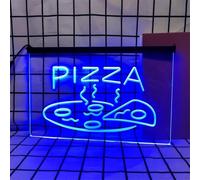 KEYQEEN Pizza insegna al Neon per Decorazioni murali, luci al Neon a LED dimmerabili alimentate Tramite USB per insegne di pizzerie, Fast Food e ristoranti per Feste,Blu,30x20cm