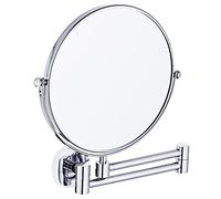 KEYQEEN Specchio per Trucco a Parete, Specchio cosmetico bifacciale Girevole a 360° con ingrandimento, specchi da Barba estensibili per Bagno,Cromo,7X