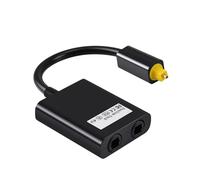 KeyQueen Toslink Splitter 1 in 2 Out Cavo Ottico Audio Digitale 1 in 2 Splitter Adattatore per Cavo Fibra Ottica Dual Port Toslink Sdoppiatore per HDTV DVD Amplificatore Soundbar(Nero)