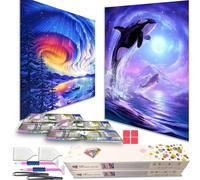 KEYRANKE® 2 Pezzi 5d Diamond Painting Bambini Kit Completo Diy Diamant Painting gatto Set, Passatempo Per Adulti Bambini daimon painting, Confezione regalo di aggiornamento gratuito
