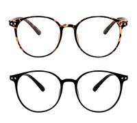 KEYRI 2 Pack Occhiali Luce Blu Telaio Rotondo Blue Light Glasses per Ridurre il Mal di Testa e Migliorare il Sonno Occhiali Anti Luce Blu Reading Glasses per Donne e Uomini (Nero e Tartaruga)
