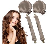 KEYRI 2 Pezzi Bigodino Lungo per Boccoli Senza Calore Bigodini Heatless Hair Curler Arricciacapelli in Seta DIY Bigodini per Boccoli Lunghi per Capelli Medi Spugna Bigodini Set Per Dormire (Champagne)
