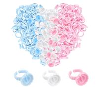 KEYRI 300 Pezzi Piccoli Anelli per Trucco Portacolle Titolare Colla Collante per Extension Ciglia Anelli di Plastica Porta a Forma Supporto per Colla Monouso in Plastica (Multicolore)