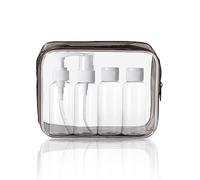 KEYRI 4 pezzi 60ml Contenitori da Viaggio per Liquidi Bottigliette da Viaggio Set per Aereo Kit da Bottiglie da Viaggio con Trasparente Volo Borsa da Toilette Set da Viaggio per Cosmetici FDA (S Nero)