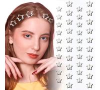 KEYRI 40 Stück Forcina Pentagramma Fermagli per Capelli a Forma di Stella Antiscivolo Accessori per Capelli a Forma Clip Silver Metallo Fermagli Per Piatti Da Donna Accessori (Argento)