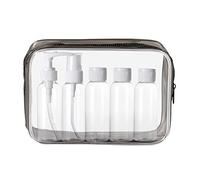 KEYRI 5 Pezzi 100ml Contenitori da Viaggio per Liquidi Bottigliette da Viaggio Set per Aereo Kit da Bottiglie da Viaggio con Trasparente Volo Borsa da Toilette Set da Viaggio per Cosmetici, FDA (Nero)