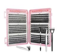 KEYRI 580 Pezzi Ciglia Finte Naturali Individual Eyelashes 30-40-50-60-80-100D Curl con Separatore per Ciglia, Spazzolino e Pinzette Cluster Lashes per Ragazze e Donne (Kit, 30D-100D)