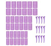 KEYRI Set di 48 bigodini Jumbo grande, autoadesivi, con fermaglio per capelli, ricci fai da te, senza calore, per parrucchieri lunghi e medi (viola, 3 misure)