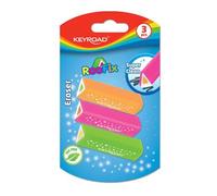 Keyroad - Gomma da cancellare universale, 3 pezzi Roofix KR971813 - Gomme da cancellare per bambini, triangolari, in gomma termoplastica di alta qualità, piccole e divertenti gomme da cancellare