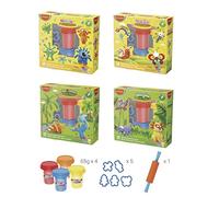 Keyroad Plastilina da Gioco in Colori di Base con Accessori per impastare, 4 x 65 g e 5 Forme e Scooter, Mini Impasto per Bambini, per Il Fai da Te e la creazione/Set Creativo per Viaggio/a Prova di