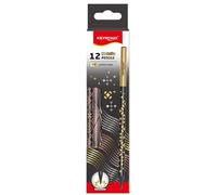 KEYROAD Set di matite "Metallic", rotondo/nero, 12 pezzi per confezione, motivo olografico, HB/elegante, per scuola/università/ufficio