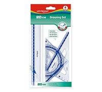 KEYROAD Set di righelli scolastici - Righello da 20 cm - Squadra di 45° - Cartabone 60° - Goniometro 180° - Materiale plastico resistente