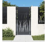 Keyroto Cancello Giardino Esterno Cancello Ferro Battuto Cancello da Giardino in Acciaio Design Erba Antracite 105x205 cm