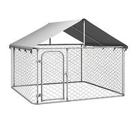 Keyroto Canile da Esterno Box per Cani da Esterno Gabbia per Cani Recinto per Cani da Esterno con Tetto 200x200x150 cm