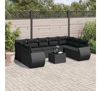 Keyroto Divano da Esterno con Contenitore, Set Giardino Esterno, Divanetti da Esterno, Set Divano Giardino per Esterno, Set Divani da Giardino 10pz con Cuscini in Polyrattan Nero