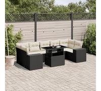 Keyroto Sala da giardino per esterni con tavolo da giardino con tavolo regolabile Dining Lounge ad angolo, salottino, balcone, divano da giardino, per esterni, colore nero e crema, 8 TLG Type-B100