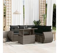 Keyroto Sala da giardino per esterni con tavolo da giardino con tavolo regolabile Dining Lounge ad angolo, salottino, balcone, divano da giardino, per esterni, grigio, 6 pezzi, tipo B125
