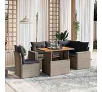 Keyroto Sala da giardino per esterni con tavolo da giardino con tavolo regolabile Dining Lounge Sala angolare Sala da salotto, balcone, divano da giardino, per esterni, grigio, 6 TLG Type-B26