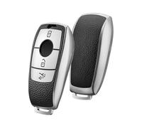KEYSCOVER Custodia per chiave auto per Mercedes-Benz - Cover adatta per modelli E, S, A, CLA, GLA, GLE, GLC, GLK e AMG, design sottile e facile installazione (pelle grigia)