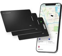 KEYSMART SmartCard Carta Tracker GPS Portafoglio, Ricaricabile e Riutilizzabile, Versatile Foro per Portachiavi, Compatibile Apple Dov’è, Localizzatore GPS per Valigia (Nero, Confezione da 3)
