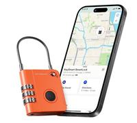 KeySmart SmartLock - Lucchetto TSA per bagagli, lucchetto a combinazione compatibile con Apple Find My App, Best Travel Essentials, batteria non ricaricabile sostituibile (arancione, confezione da 1)