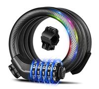 KEYSTP Cavo antifurto per bicicletta, cavo in acciaio spesso fino a 15 mm, ad alta sicurezza a 5 cifre ripristinabile, lucchetto antifurto per scooter con staffa di montaggio per biciclette e scooter