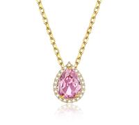 KeyStyle Collana da donna con ciondolo a forma di nodo d'amore, con simbolo dell'infinito in oro e cristallo, gioiello per anniversario, collana di compleanno per mamma, moglie, nonna, migliore amica