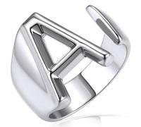 KeyStyle GoldChic - Anello con lettera iniziale, regolabile, da donna, in oro, con incisione personalizzata, anello aperto con sigillo per feste (oro, oro bianco, nero), US#6 - #10, Placcato in oro