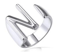 KeyStyle GoldChic - Anello con lettera iniziale, regolabile, da donna, in oro, con incisione personalizzata, anello aperto con sigillo per feste (oro, oro bianco, nero), US#6 - #10, Placcato in oro