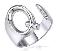 KeyStyle GoldChic - Anello con lettera iniziale, regolabile, da donna, in oro, con incisione personalizzata, anello aperto con sigillo per feste (oro, oro bianco, nero), US#6 - #10, Placcato in oro