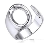 KeyStyle GoldChic - Anello con lettera iniziale, regolabile, da donna, in oro, con incisione personalizzata, anello aperto con sigillo per feste (oro, oro bianco, nero), US#6 - #10, Placcato in oro