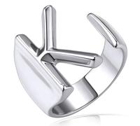 KeyStyle GoldChic - Anello con lettera iniziale, regolabile, da donna, in oro, con incisione personalizzata, anello aperto con sigillo per feste (oro, oro bianco, nero), US#6 - #10, Placcato in oro