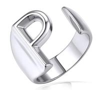 KeyStyle GoldChic - Anello con lettera iniziale, regolabile, da donna, in oro, con incisione personalizzata, anello aperto con sigillo per feste (oro, oro bianco, nero), US#6 - #10, Placcato in oro