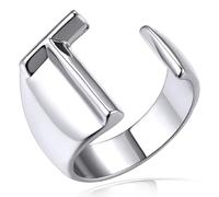 KeyStyle GoldChic - Anello con lettera iniziale, regolabile, da donna, in oro, con incisione personalizzata, anello aperto con sigillo per feste (oro, oro bianco, nero), US#6 - #10, Placcato in oro