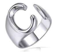 KeyStyle GoldChic - Anello con lettera iniziale, regolabile, da donna, in oro, con incisione personalizzata, anello aperto con sigillo per feste (oro, oro bianco, nero), US#6 - #10, Placcato in oro
