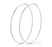 KeyStyle Orecchini a cerchio da donna, in acciaio inossidabile, leggeri, 2 mm di spessore, ipoallergenici, cerchio infinito sottile (30 mm, 50 mm, 70 mm, 100 mm), 100mm, Metallo, Nessuna pietra