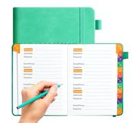 Keytab Login Journal - Libro organizer per password, blocco note | linguette alfabetiche per un facile accesso ai dettagli del sito Web, indirizzi e-mail e password, tasca compatta per un tracciamento