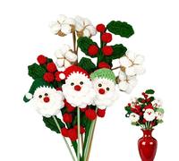 Keyubria Mazzo Di Fiori All'Uncinetto - Pianta di Cotone Babbo Natale - 5 Pezzi Bouquet Fiori a Maglia Handmade | Per Decorazioni Per Natale, Per L'Ufficio, Per La Casa, Per Le Feste E Per La Laurea