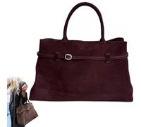 KEYULI Modavo Borsa in Camoscio,Grande Borsa da Lavoro in Camoscio Marrone da Donna con Manico Superiore,Borsa a Tracolla Modavo Vintage in Camoscio (Taglia Unica,Rosso)