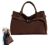 KEYULI Modavo Borsa in Camoscio,Grande Borsa da Lavoro in Camoscio Marrone da Donna con Manico Superiore,Borsa a Tracolla Modavo Vintage in Camoscio (Taglia Unica,Marrone)