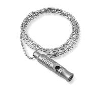 KeyUnity Fischietto per triller, fischietto di segnalazione, in titanio, in metallo, con portachiavi e catena, arbitro, per attività all'aperto, emergenza, sopravvivenza (KA56, argento)