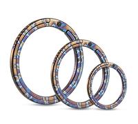KeyUnity KA02HF Portachiavi Piatti in Titanio, 33/25/17,5 mm Anello Diviso a Spinta Laterale per Moschettone Chiave Torcia Coltello Cane ID Collare Tag (1L+1M+1S)