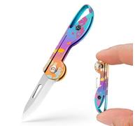 KeyUnity KK05 Coltellino pieghevole in titanio, mini coltello EDC con foro per serratura integrato, coltellino portachiavi leggero per campeggio (TI36P)