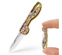 KeyUnity KK05 Coltellino pieghevole in titanio, mini coltello EDC con foro per serratura integrato, coltello portachiavi EDC leggero per campeggio, escursionismo e attività all'aperto(TI29P)