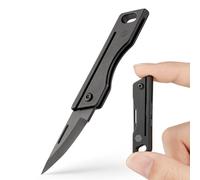KeyUnity KK06 Coltellino tascabile in titanio, piccolo mini coltello EDC, coltello pieghevole affilato come un rasoio, portachiavi EDC leggero per campeggio, Sopravvivenza all'aperto（Nero Opaco）