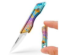 KeyUnity KK06 Coltellino tascabile in titanio, piccolo mini coltello EDC, coltello pieghevole affilato come un rasoio, portachiavi EDC leggero per campeggio, Sopravvivenza all'aperto（TI36P）