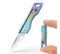 KeyUnity KK06 Coltello tascabile mini EDC, piccolo coltello pieghevole in titanio con foro portachiavi integrato per il trasporto quotidiano, Escursionismo e attività all'aria aperta（TI40P）