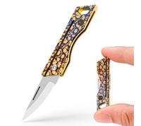 KeyUnity KK06 Coltello tascabile mini EDC, piccolo coltello pieghevole in titanio con foro portachiavi integrato per il trasporto quotidiano, Escursionismo e attività all'aria aperta（TI29P）