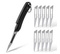 KeyUnity KK07BK Mini coltello bisturi in titanio con lame sostituibili n. 11, coltello pieghevole multiuso EDC, per caccia all'aperto, campeggio, pesca, escursionismo
