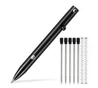 KeyUnity KP00 Penna a scatto in lega di titanio con ricariche bonus, penna a sfera tascabile retrattile per firma per l'uso quotidiano, punta fine, inchiostro nero (PVD nero)